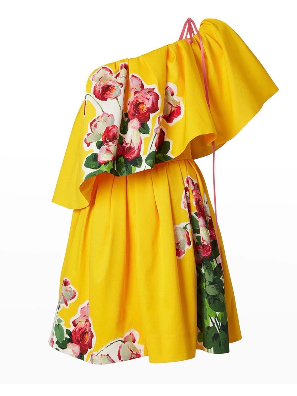 Carolina Herrera Floral-Print Off-The-Shoulder Ruffle Mini Dress - Picture 2 of 5